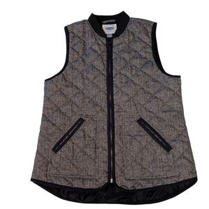 OLD NAVY Vest Women's Size Medium Ribbed Quilted Herringbone Wool Blend Lined